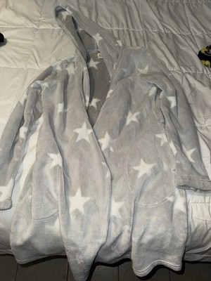 UGG Women s Hooded Fleece Robe Gray/White Star Print Size S