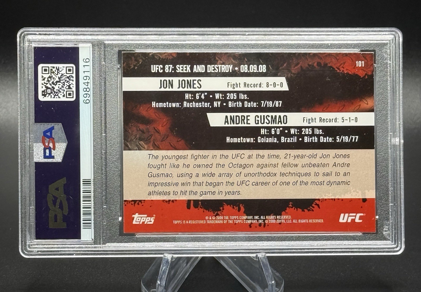 2009 Topps UFC Jon Jones Rookie vs Andre Gusmao Round 2 #101 PSA  8 view 4