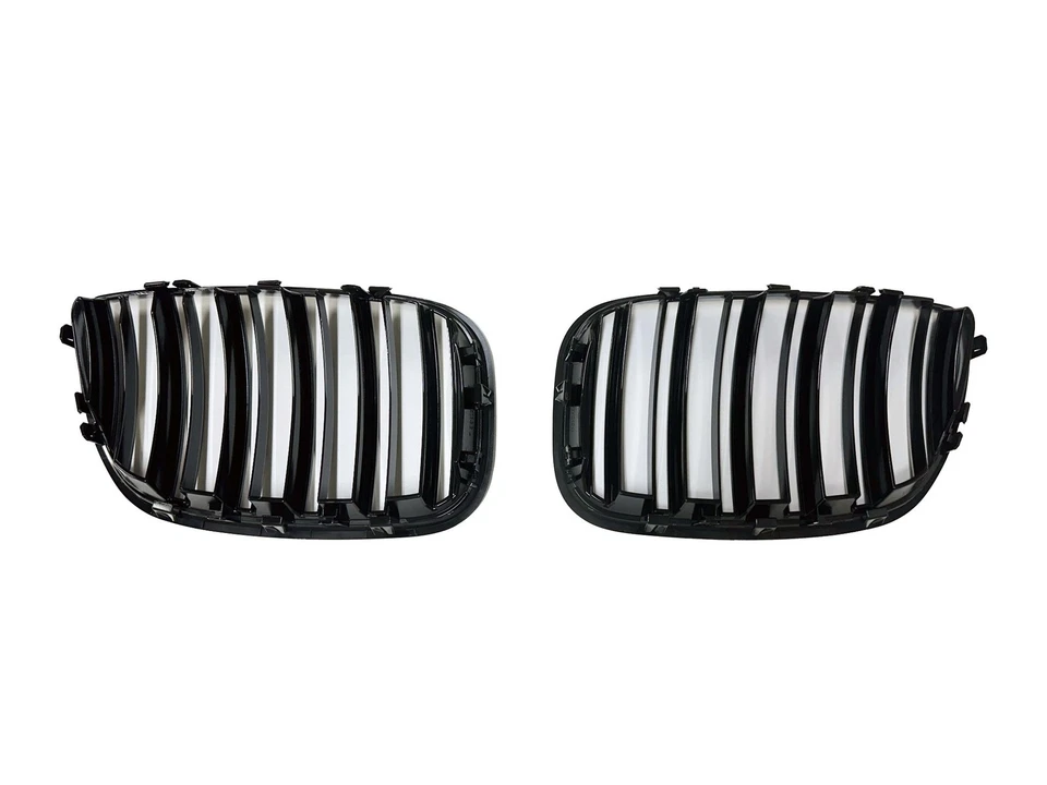 Front Bumper Gloss Black Grill Dual Slat Grille Fit 2004-2006 BMW X5 E53 LCI - Imagem 3 de 3