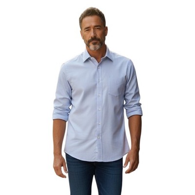 Stafford Performance The Super Shirt Mens 18 36-37 Classic Fit Blue Dress Shirt