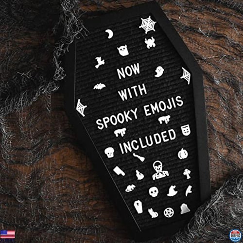 Coffin Letter Board with 3D Bat Stickers, Gothic Halloween Decor, 17x10.5" - Picture 6 of 6