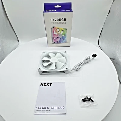 NZXT F140 RGB Duo 140mm White Dual-Sided PWM Fan RF-D14SF-W1 - Image 1 of 4