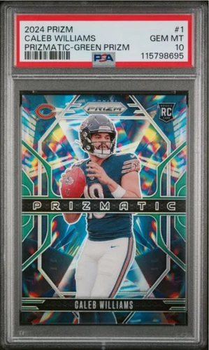 Graded 2024 Panini Prizm Caleb Williams #1 Prizmatic Green Rookie RC Card PSA 10