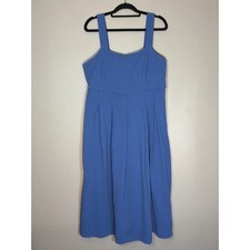 Boden, Blue cotton fit and flare sleeveless dress, women's 16/18 R