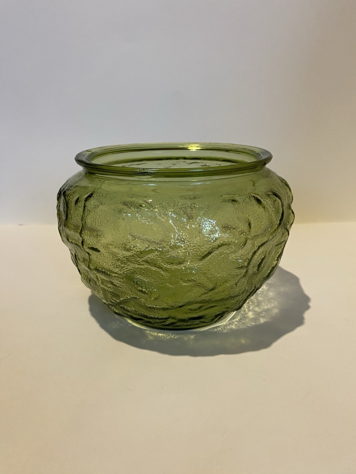 Vintage Green Crinkle Glass Bowl/Vase Made By E.O. Brody Co. USA