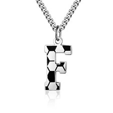 Initial A-Z Letter Soccer Necklace for Men - Charm Pendant With F Letter