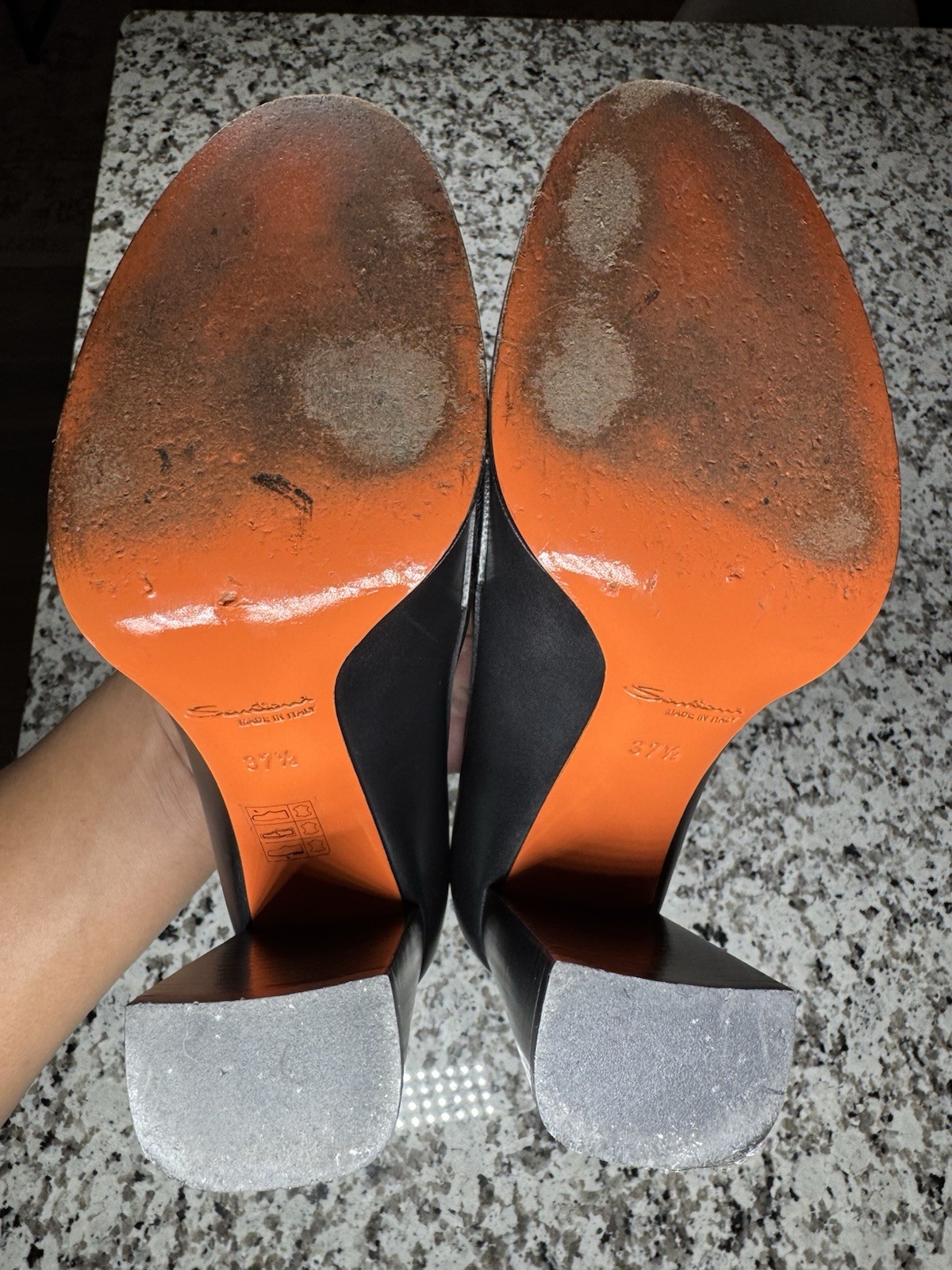 Santoni Block Heel Loafer Pumps Women’s Size 7.5 / Euro 37.5 Made In Italy