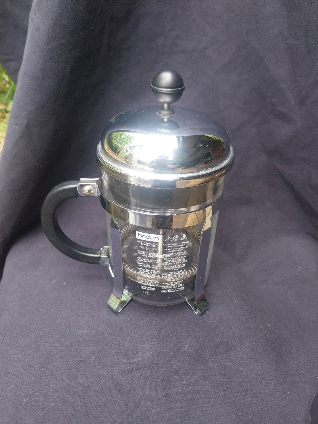 Bodum cafetiere short wide size silver black