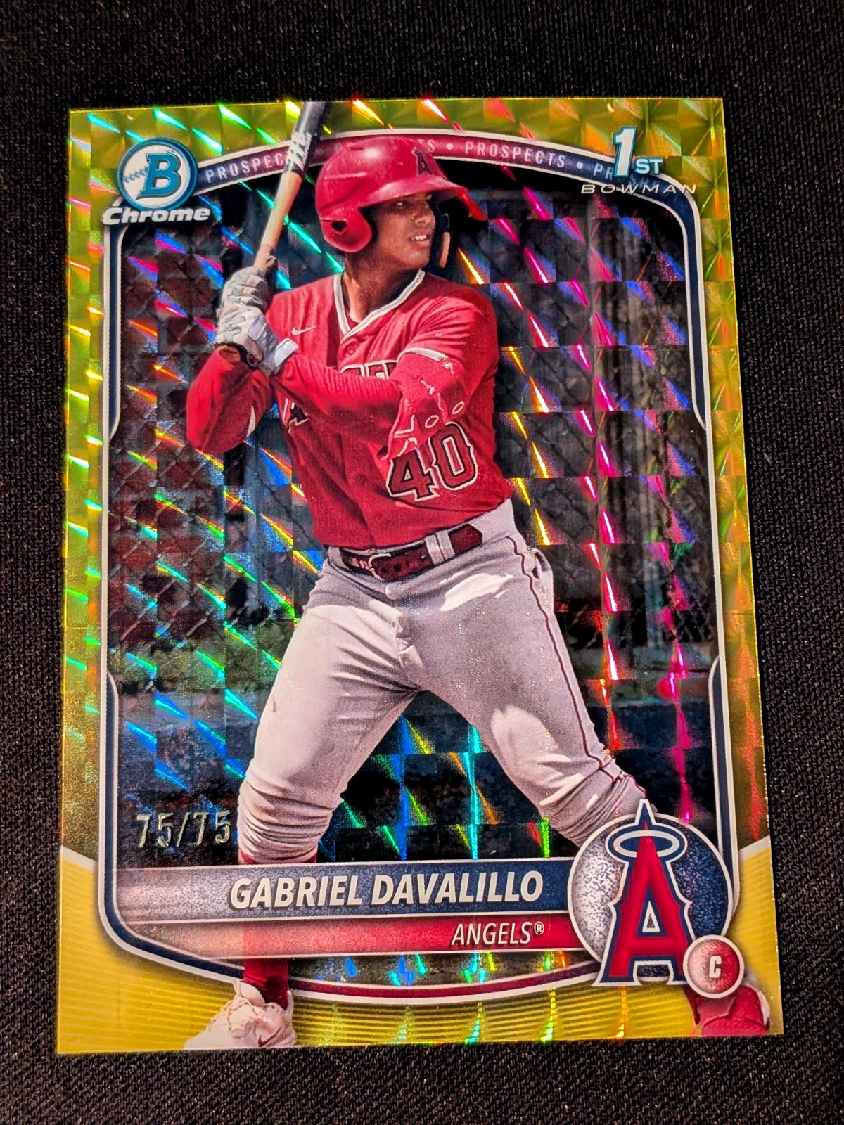 GABRIEL DAVALILLO 2025 BOWMAN CHROME 1ST YELLOW GEOMETRIC ANGELS /75