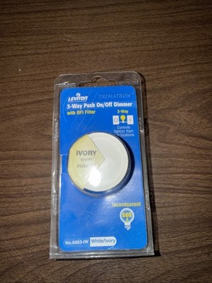 Leviton 6683-IW 3-Way Push On/Off Dimmer 600W Incandescent Ivory/White