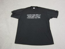 Vintage Over The Hill? Shirt Mens Extra Large XL Black Made in USA Humor Funny