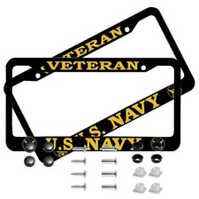 Us Navy Veteran License Plate Frames Matte Black Aluminum Holder Set Us Navy Veteran License Plate Frames Matte Black Aluminum Holder Set