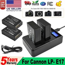 Camera 2pcs LP-E17 Battery  dual Charger For Canon RP Rebel SL2 SL3 T6i T6s T7i