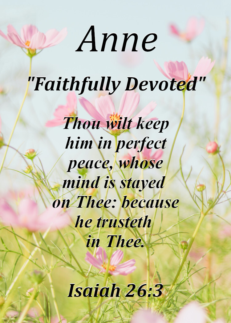 Anne &ldquo;Faithfully Devoted&rdquo; Keepsake Name Meaning Card with Bible 