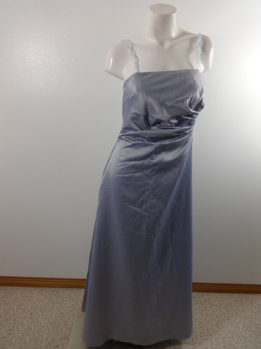 MICHELANGELO WOMENS STEEL GRAY SATIN FORMAL GOWN SIZE 12 MICHELANGELO WOMENS STEEL GRAY SATIN FORMAL GOWN SIZE 12