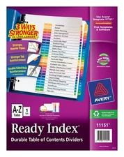 Avery Ready Index A-Z 26 Tab Customizable Table of Contents Dividers (11151)