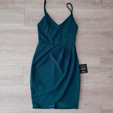 NWT Lulu's teal blue bodycon mini wrap skirt dress size XS Fall holiday stretch