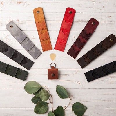 Faltbar Guitar Picks Holder PU-Leder Gitarren auswahl Veranstalter