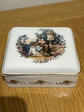 Vintage Ceramic Trinket Dish & Lid Lord Nelson Potteries Kitsch England Trad