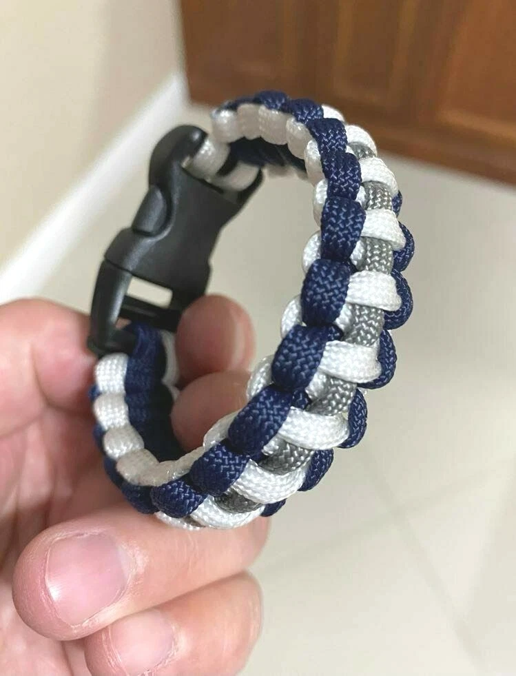 New York Yankees Baseball Team Colors Blue Gray Paracord Bracelet 7.5