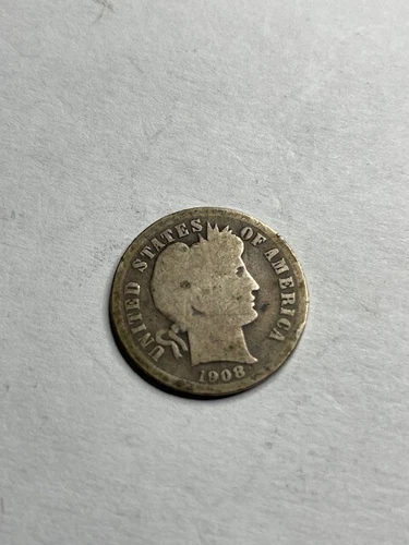 1908 Barber Dime AG About Good 90% Silver 10c Coin-Collectible