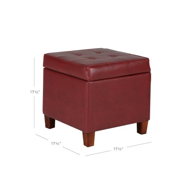 HomePop Square Tufted Storage Ottoman, Red