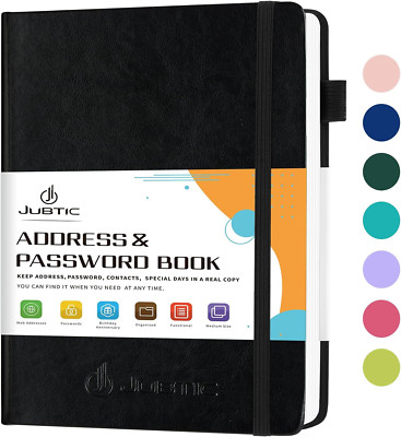Address Book with Alphabetical Tabs, Hardcover Password Keeper and Telephone Boo