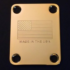 GUITAR NECK PLATE Engraved Etched - Fits Fender AMERICAN FLAG MADE IN USA - GOLD