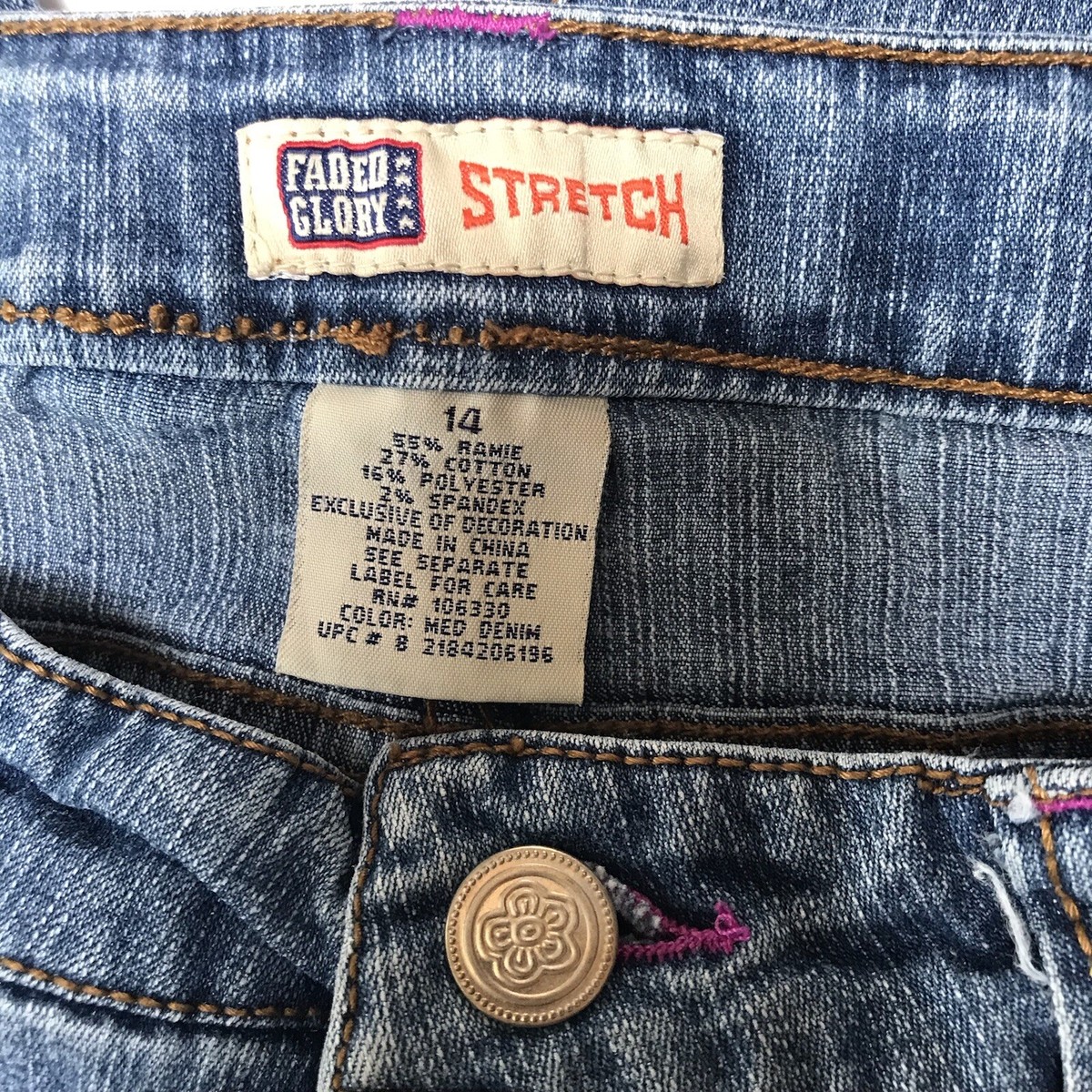 Y2K Jeans Girls 14 Stretch Bootcut Faded Glory Embroidered Y2K Jeans Girls 14 Stretch Bootcut Faded Glory Embroidered
