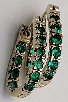 Sterling Silver 14k Vermeil Simulated Emerald 3/4