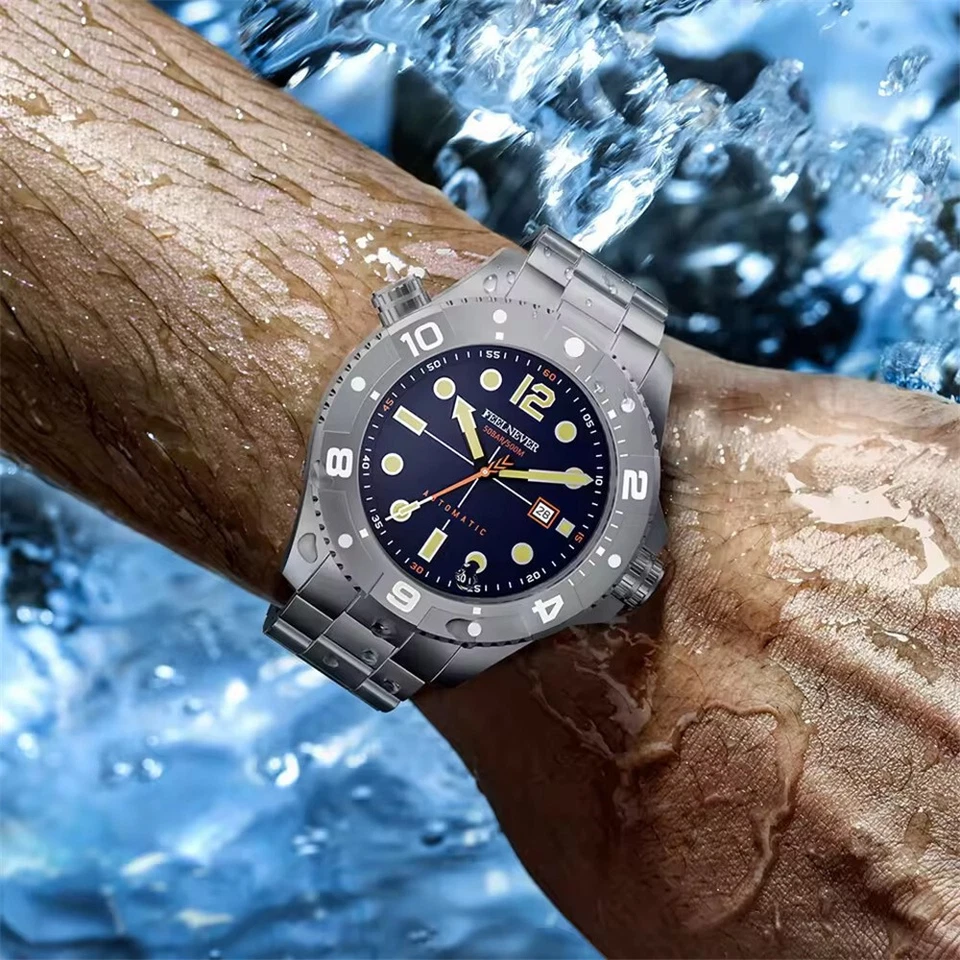 FEELNEVER Men Automatic Watch Sapphire Crystal Auto Date Male Business Watches - Image 4 of 4