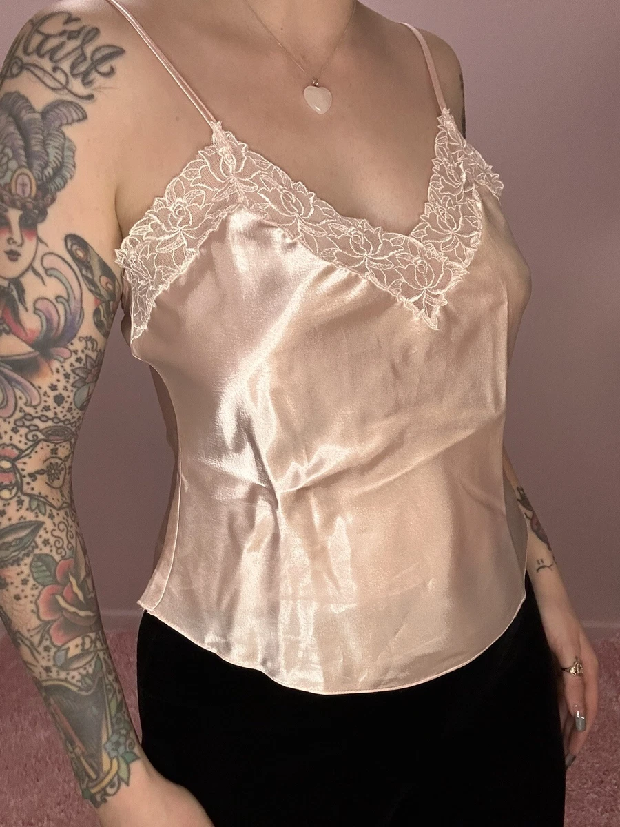 White silk top spaghetti strap top