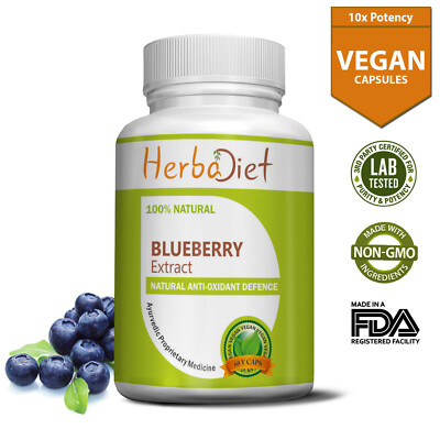 Wild Blueberry Fruit Extract 500mg Veg 300 Capsules Antioxidant Brain Health