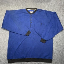 NEW On Line Shirt Mens XXL Blue Black Henley Pique Cotton Blend Moisture Wick