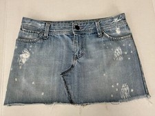 Y2K American Eagle Distressed Denim Micro Mini Jean Skirt Size 6 Vintage Prep