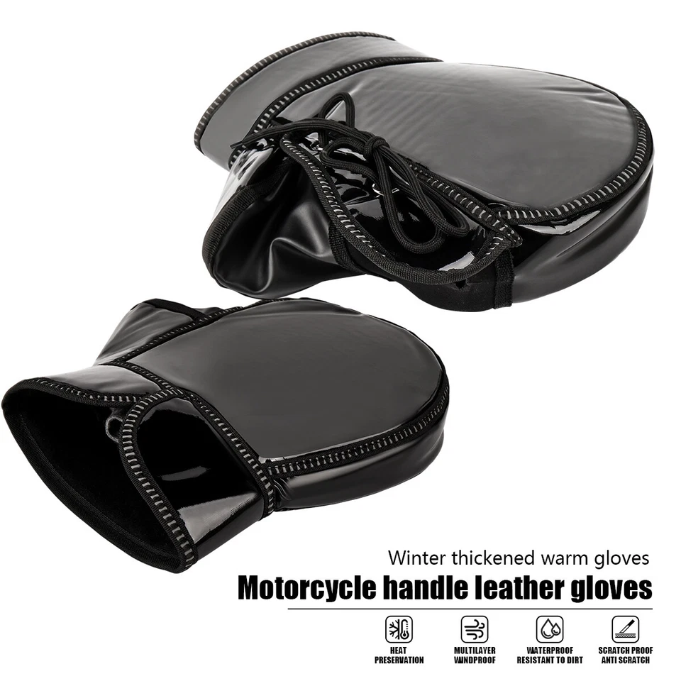 Motorcycle Handlebar Muffs Windproof Thick Warm Grip Handle Bar Muff Winter  - Image 2 of 4