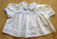 Children's period clothing year 50 - white cotton blouse embroidery blue flowers 1 year