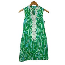 Lilly Pulitzer Womens ALEXA Shift Dress Sz 00 Finders Keepers Green Sleeveless