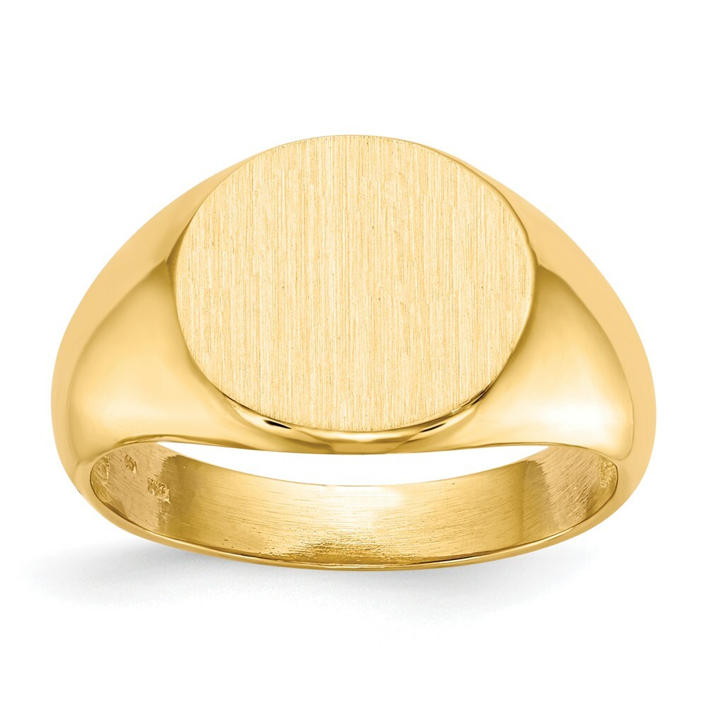 Real 14kt Yellow Gold 12.5x13.5mm Open Back Mens Signet Ring S:10