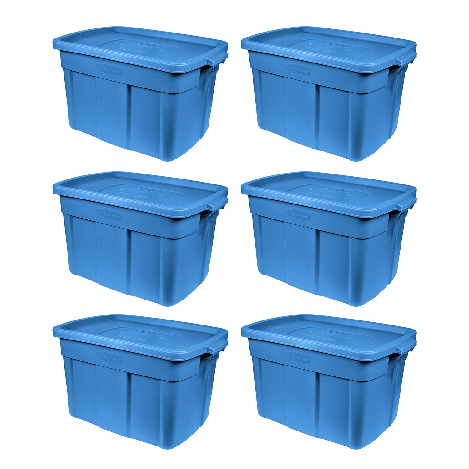 Rubbermaid Roughneck Tote 18 Gallon Storage Container - Heritage Blue (6 Pack)