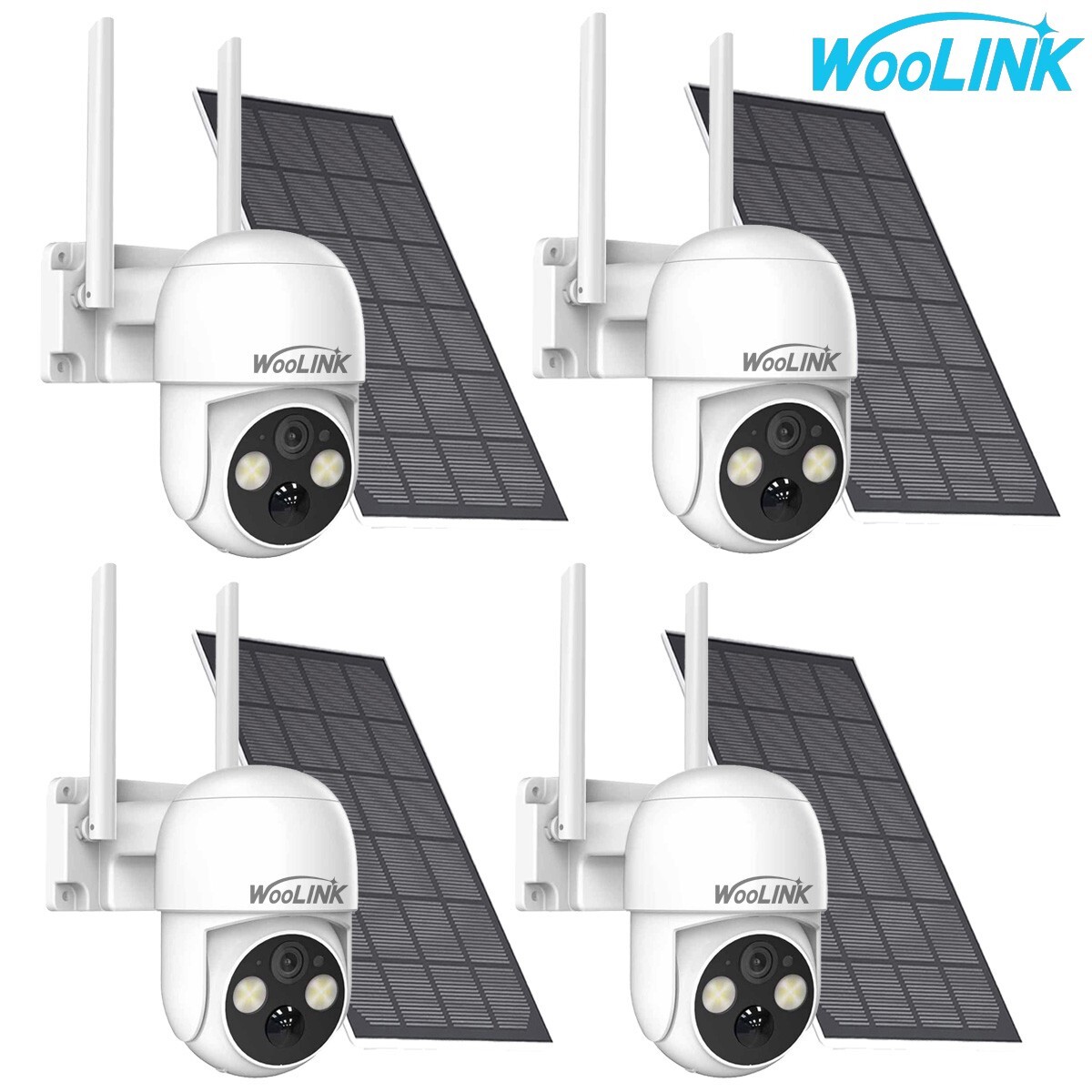 4PCS 4MP Solar Security Cameras Wireless Outdoor 2.5K Pan/Tilt Battery Powered