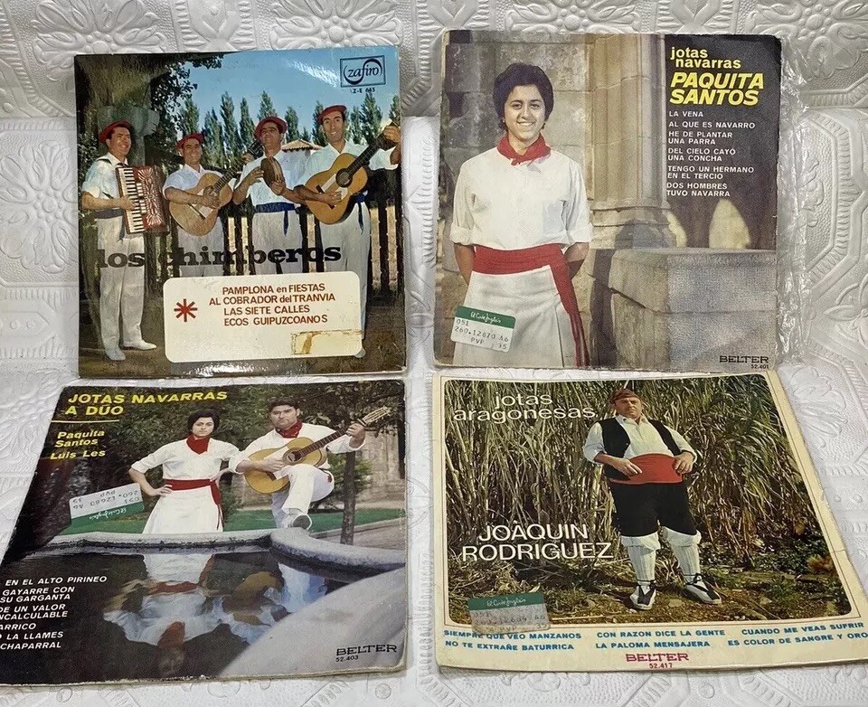 Vinyl Records Spanish 45 RPM Los Chimberos Jotas Navarras Aragonesas Lot Of 4-image