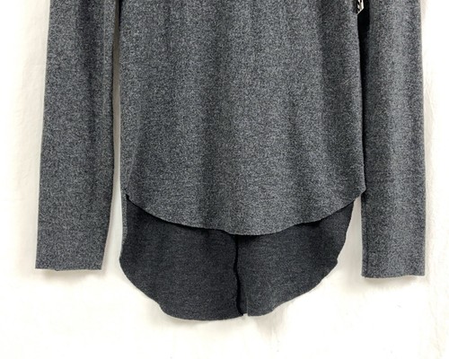 NSF Women Sweater Sz S/P Raw Hem Turtle Neck Gray Very Soft SAMPLE NWT - Picture 3 of 10
