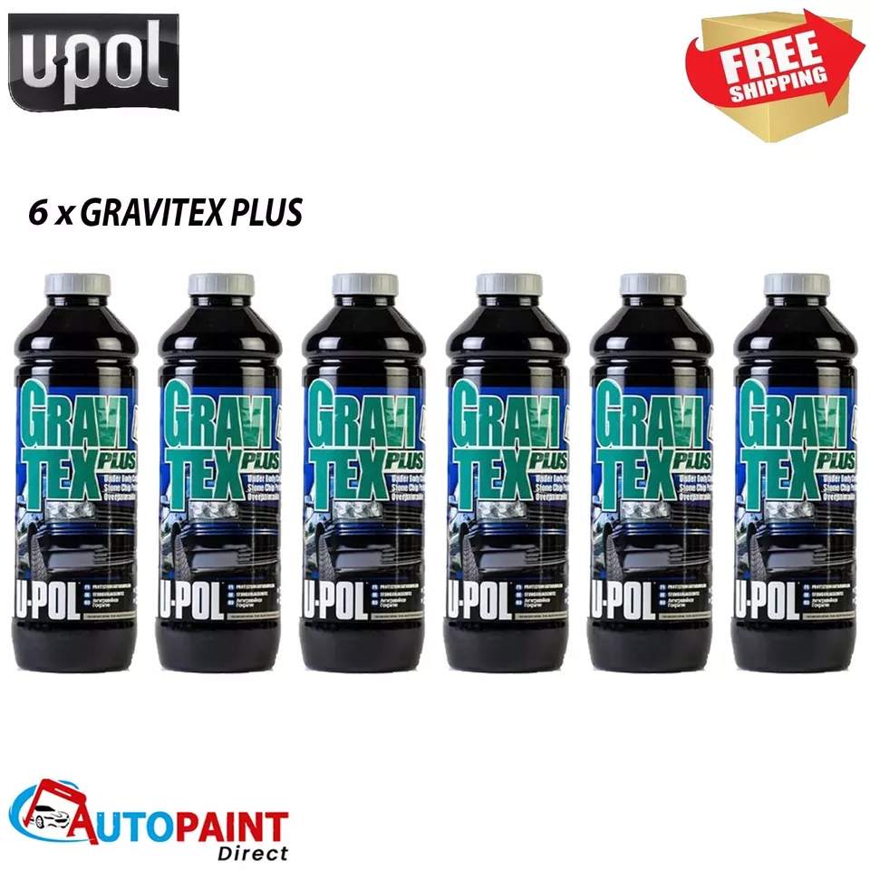 6 X U-POL GRAVITEX PLUS HS STONE CHIP UPOL, PROTECTER - BLACK 1LTR