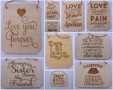 SMALL LASER ENGRAVED WOOD WALL PLAQUE SIGN CHOICE Love Mother Sister Potential