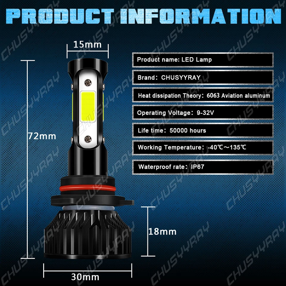 6X 6000K LED Headlight+Fog Light For 2003-2006 Chevy Silverado 1500 2500 3500 HD - Image 3 of 4