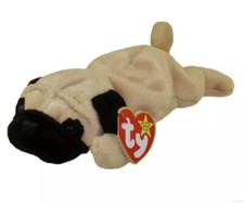 TY Beanie Baby - PUGSLY the Pug Dog 8 inch -Stuffed Animal Toy Birth 5/2/98