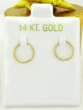 PLAIN HOOP EARRINGS 14K YELLOW GOLD  New with Tag  10 mm