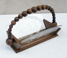 CORBEILLE A FRUIT - BOIS & VERRE - ANCIEN - VINTAGE