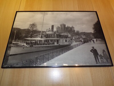 Schwarz-Weiß-Fotografie '' Annecy le port le boat Le France '' zu Beginn des 2.